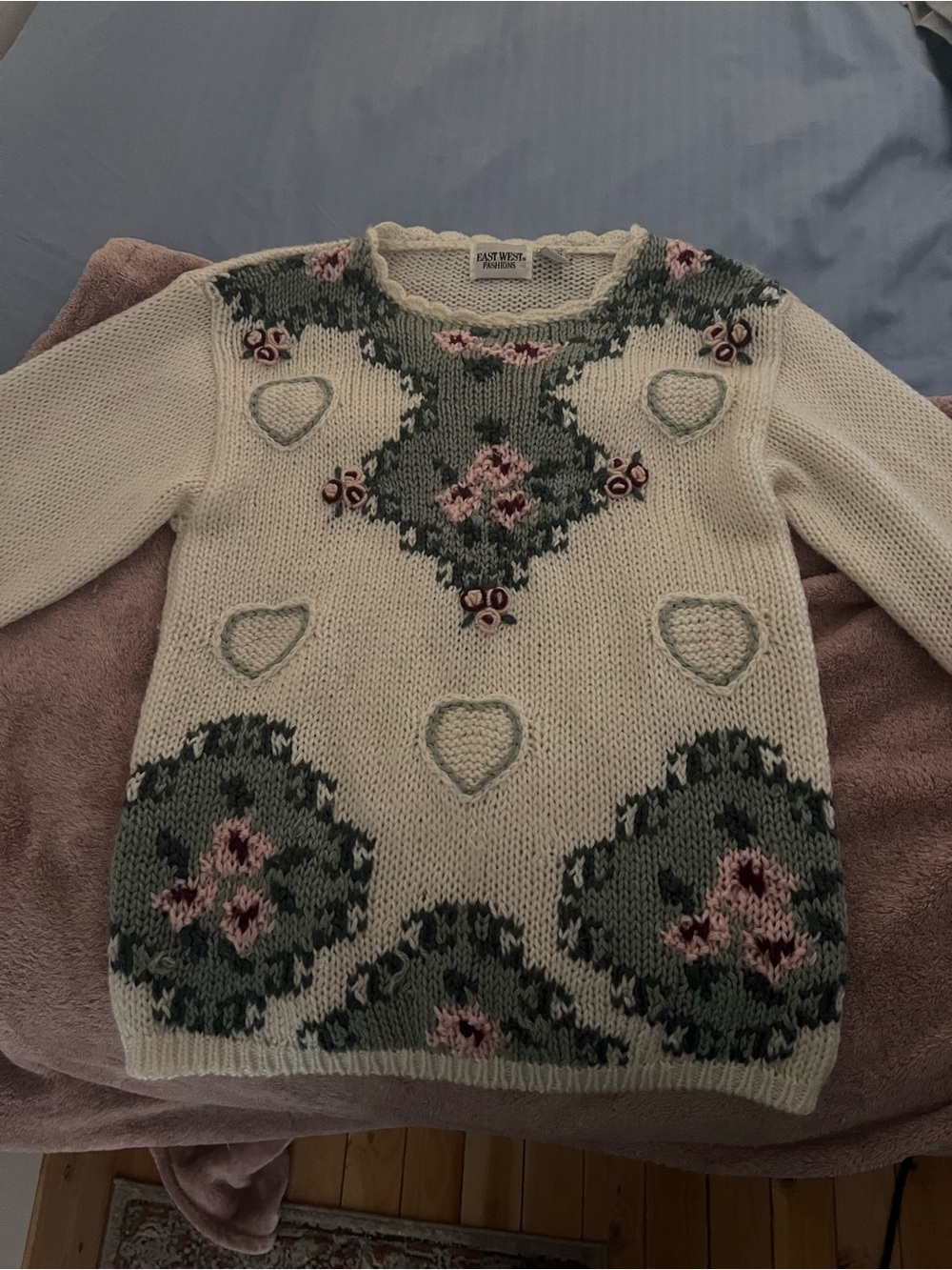 East West Cream Floral Fair Isle Knit Sweater